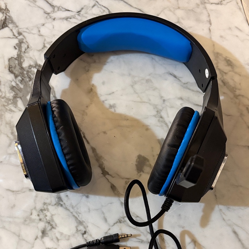 Black and Blue On-Ear Headphones